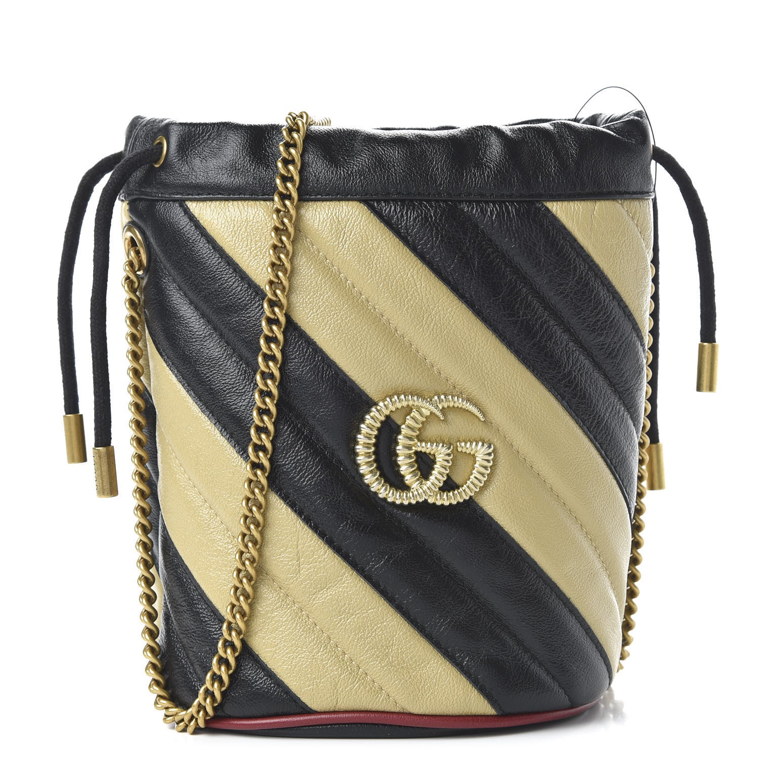 Gucci Azalea Calfskin Matelasse Diagonal Patchwork Mini Torchon GG Marmont 2.0 Bucket Bag Black Beige Romantic Cerise 1 of 9