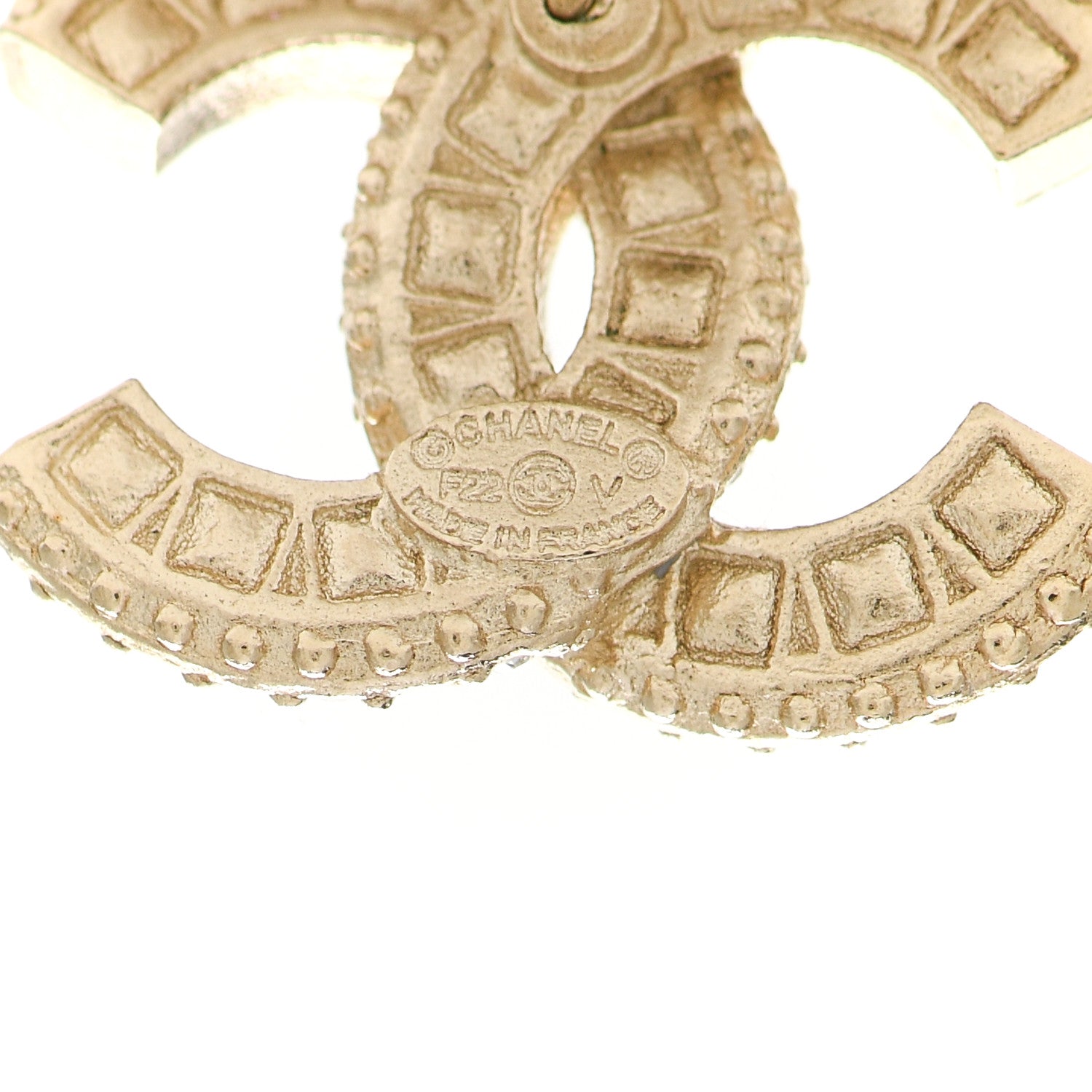 Chanel Crystal Timeless CC Earrings Light Gold 4 of 5