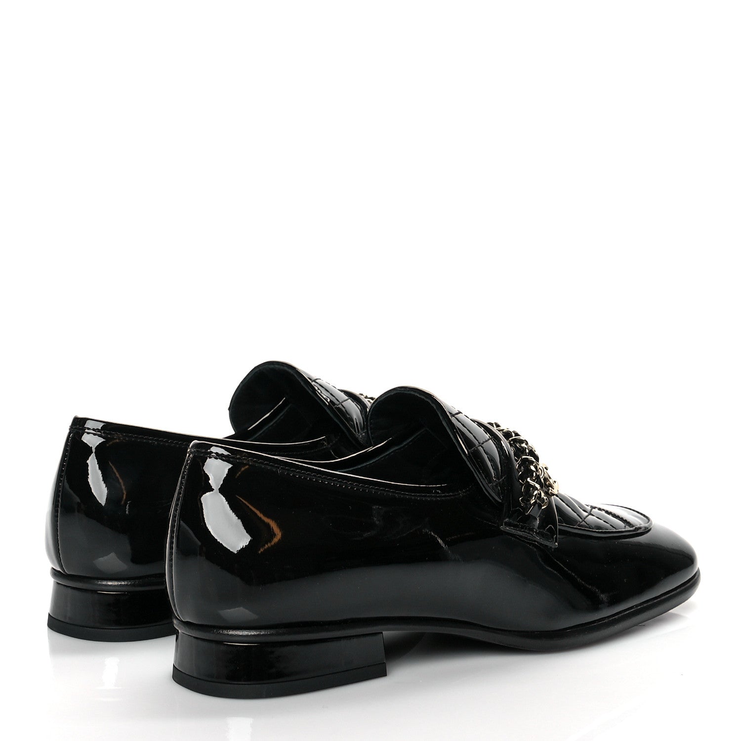 Chanel Patent Calfskin CC Chain Mocassin Loafers 37.5 Black 4 of 7