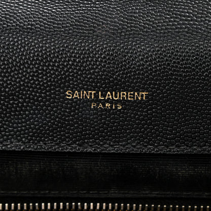 Saint Laurent Grain De Poudre Textured Mixed Matelasse Large Triquilt Monogram Satchel Black 11 of 35