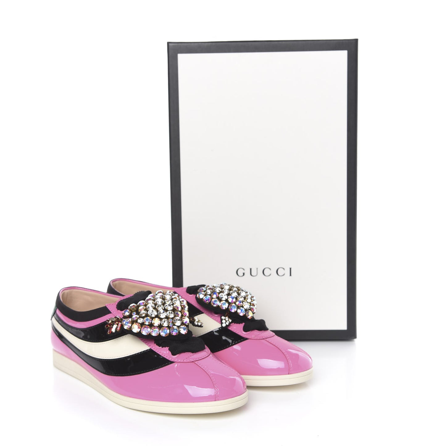 Patent Calfskin Crystal Womens Web Falacer Sneakers 36 Pink