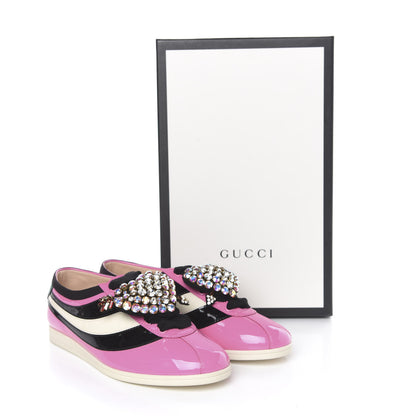Gucci Patent Calfskin Crystal Womens Web Falacer Sneakers 36 Pink 11 of 11