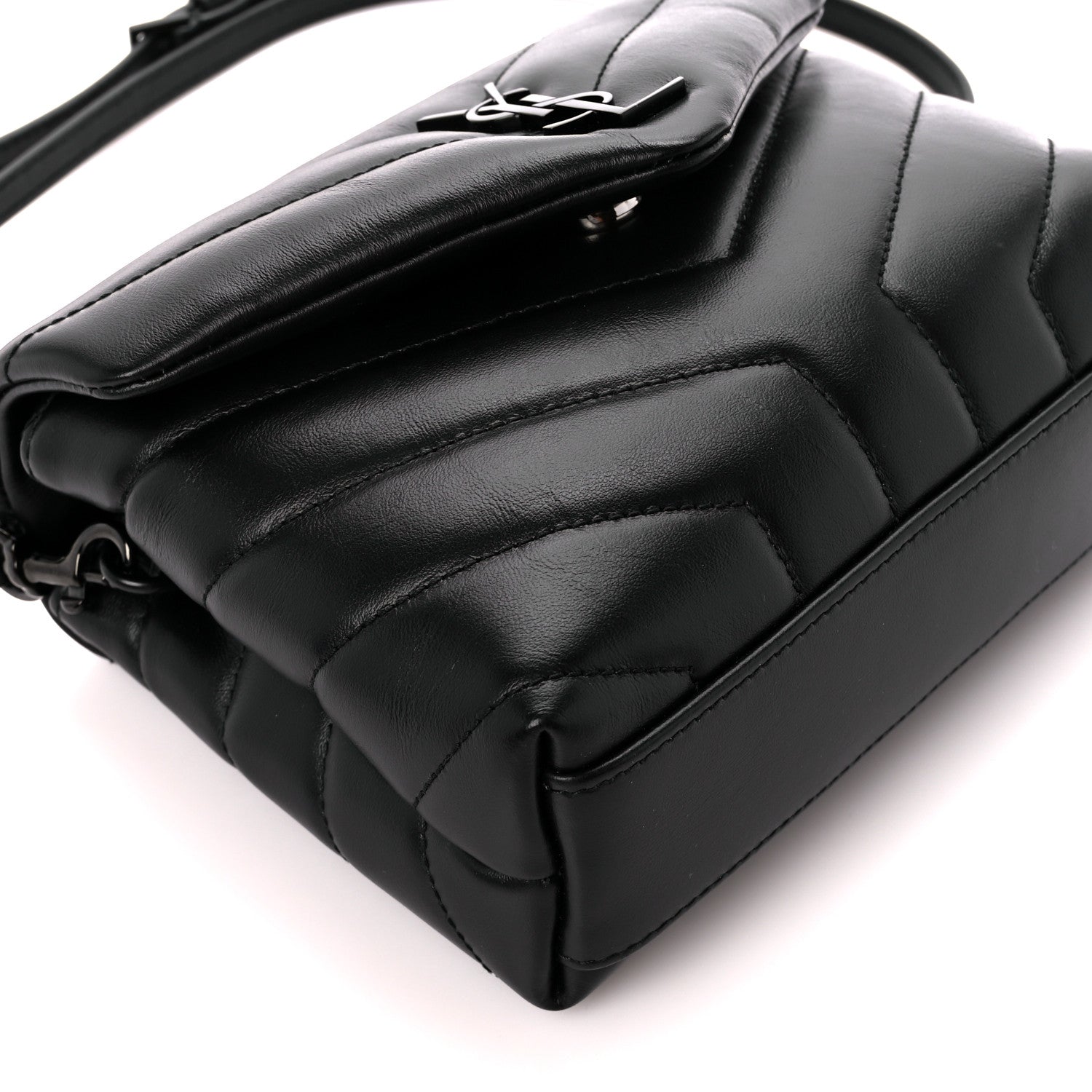 Saint Laurent Calfskin Y Quilted Monogram Monochrome Toy Loulou Crossbody Bag Black 10 of 12
