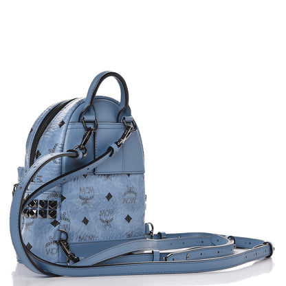 MCM Visetos Side Stud X-Mini Stark Bebe Boo Backpack Blue 3 of 10