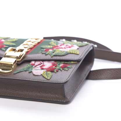Gucci Calfskin Embroidered Sylvie Belt Bag 95 34 Brown 10 of 10