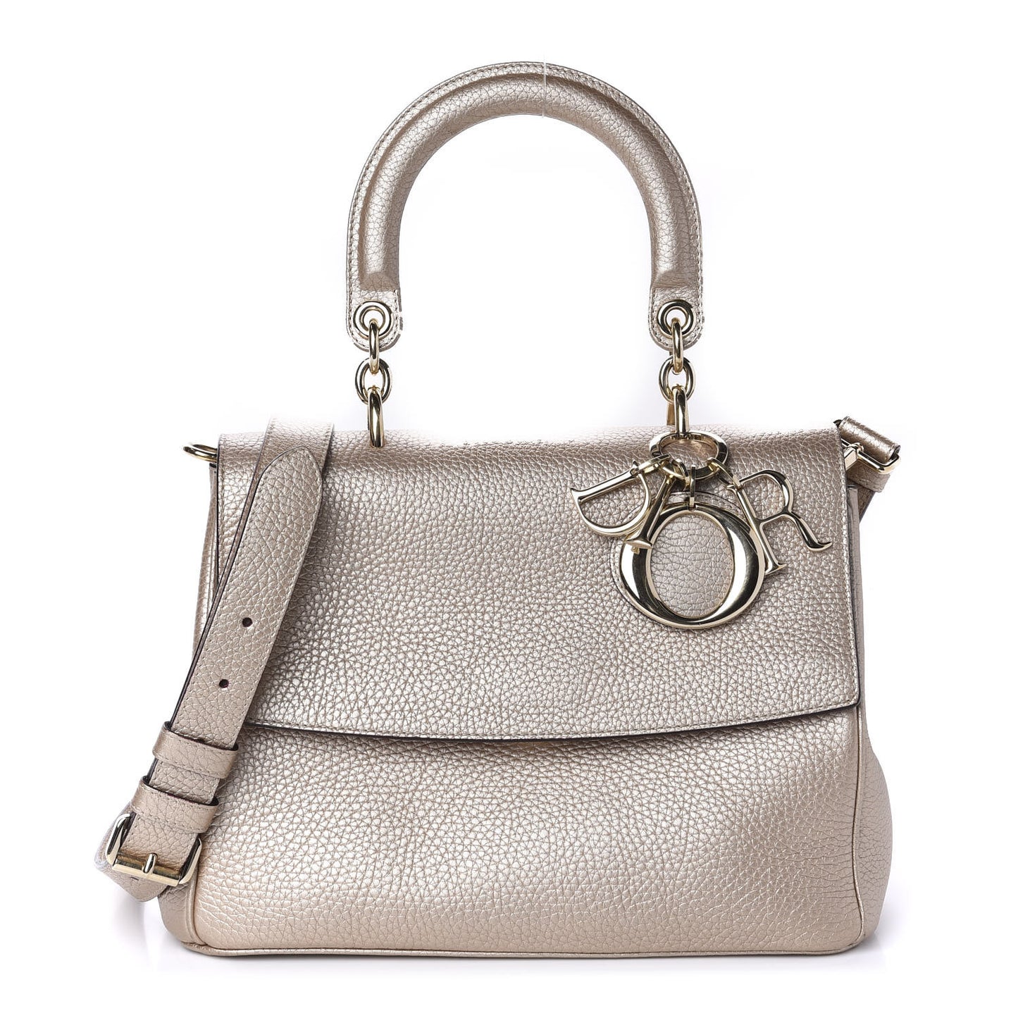 Metallic Bullcalf Small Be Dior Flap Pale Gold