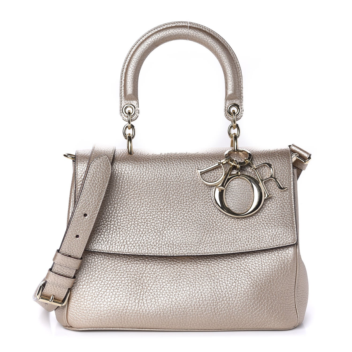 Christian Dior Metallic Bullcalf Small Be Dior Flap Pale Gold 1 of 10