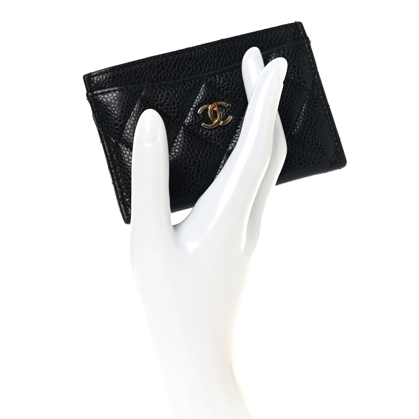 Caviar Quilted Card Holder Black