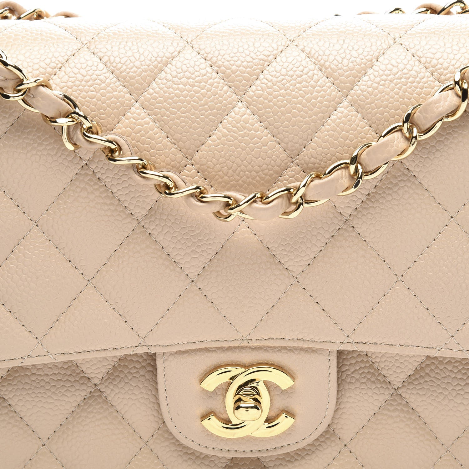 Chanel Caviar Quilted Medium Double Flap Beige Clair 9 of 9