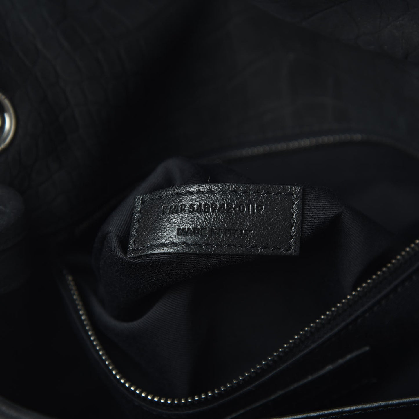 Nubuck Crocodile Embossed Monogram Medium Niki Chain Satchel Black