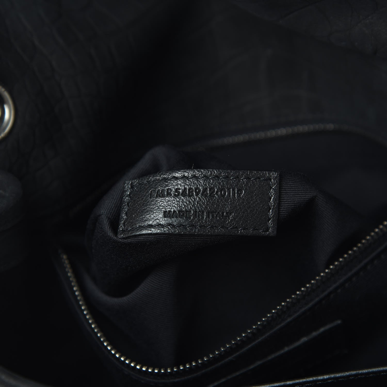 Saint Laurent Nubuck Crocodile Embossed Monogram Medium Niki Chain Satchel Black 8 of 14