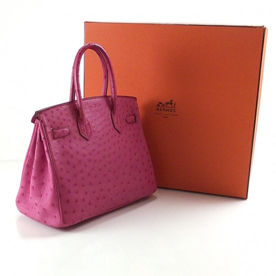 Ostrich Birkin 30 Fuchsia