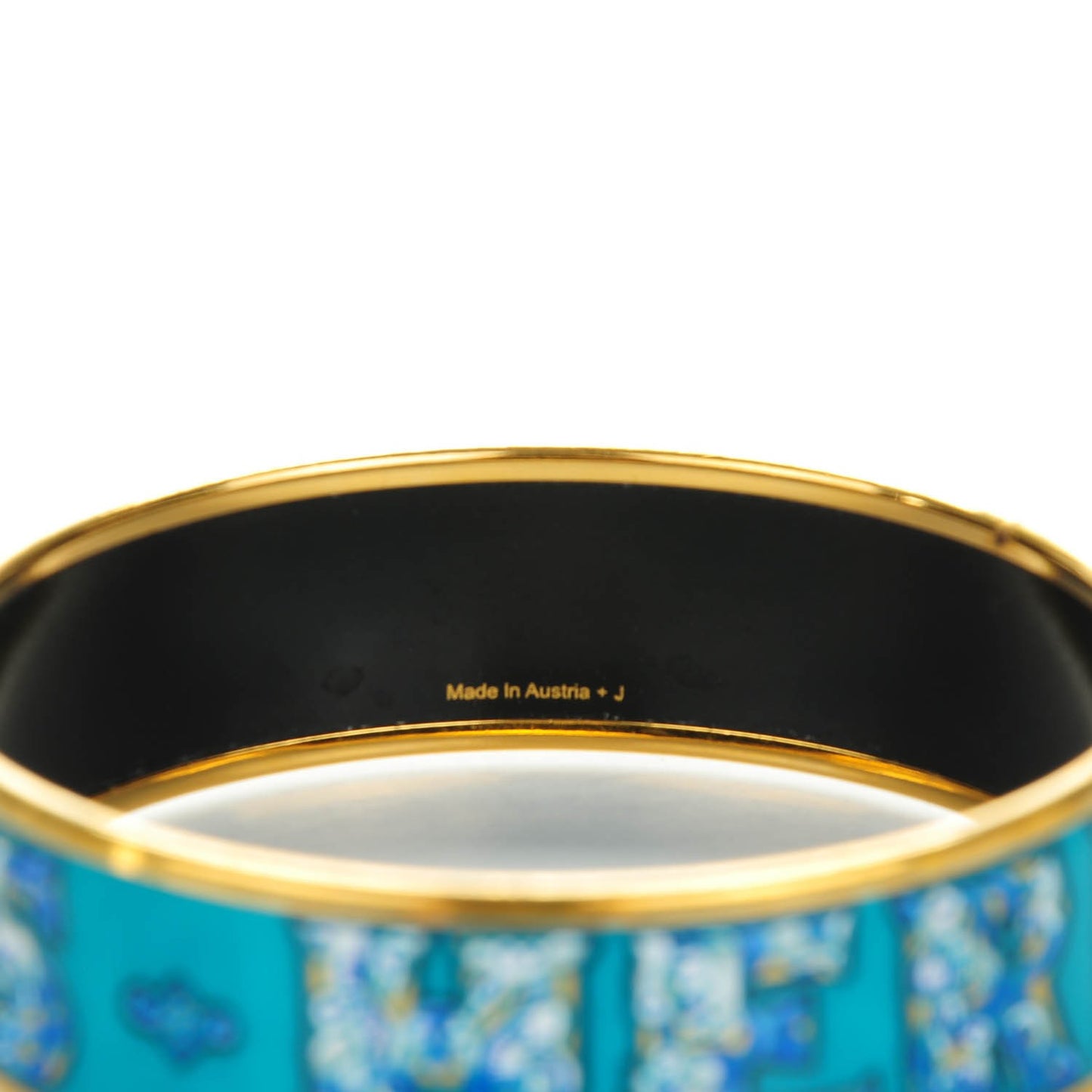 Enamel Printed Wide Alphabet Russe Bracelet 70 Turquoise Bleu Kaki Jaune