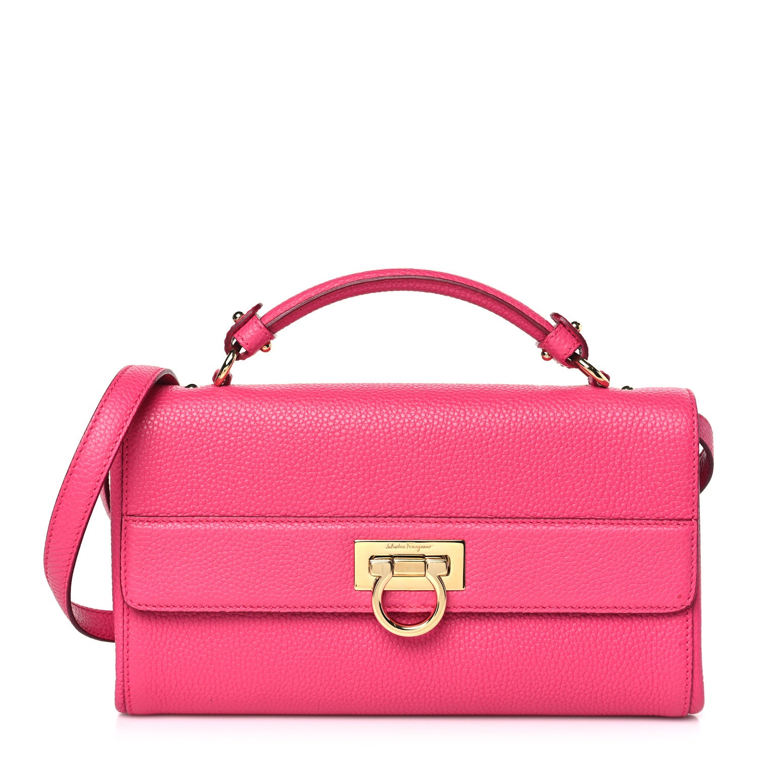 Salvatore Ferragamo Grained Calfskin Ably Shoulder Bag Pink 1 of 8