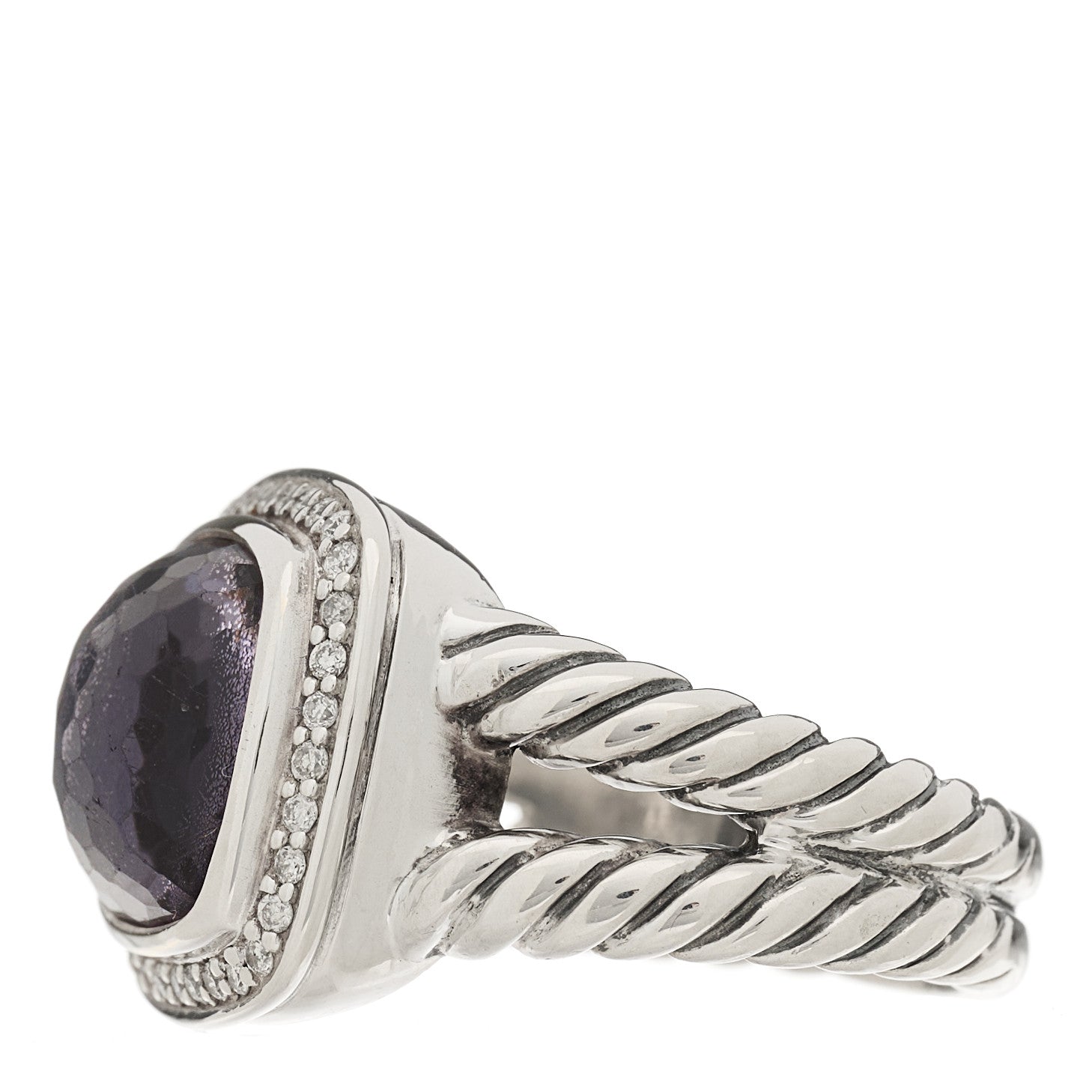 David Yurman Sterling Silver Diamond Black Orchid 11mm Albion Ring 57 8 3 of 5