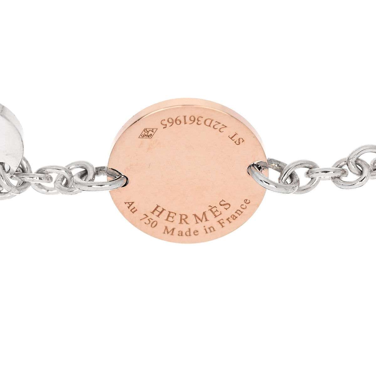 Hermes Sterling Silver 18K Rose Gold Confettis Bracelet ST 4 of 4