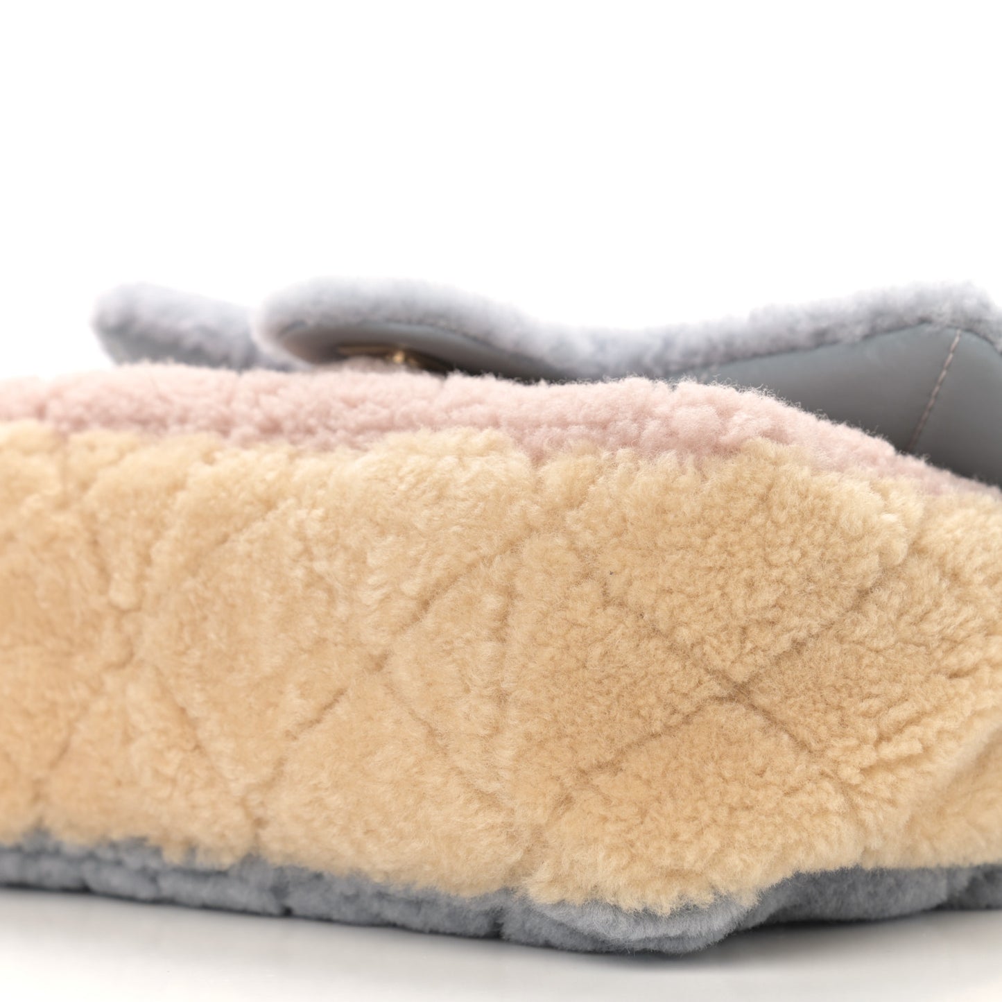 Shearling Sheepskin Single Flap Gray Pink Beige