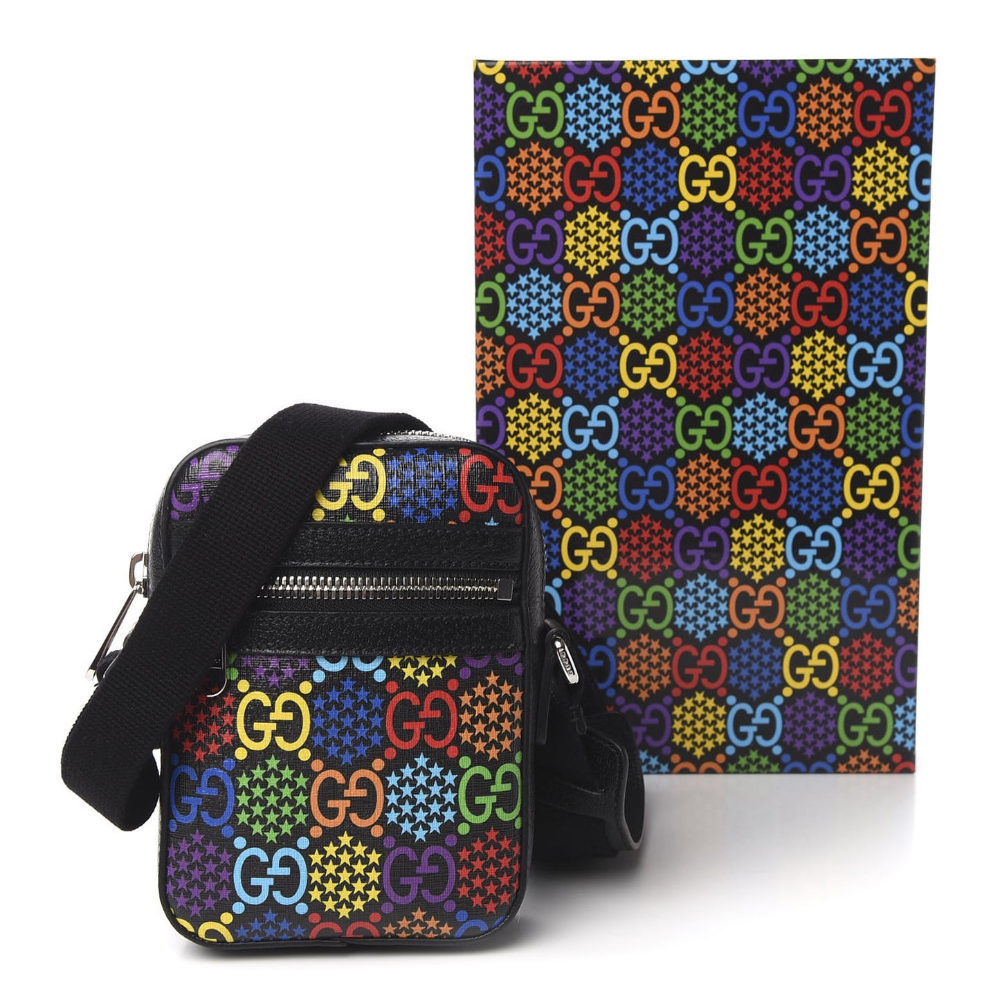 GG Supreme Monogram Psychedelic Messenger Bag Black