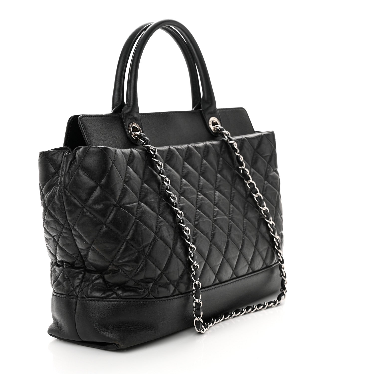Chanel Aged Calfskin Quilted Be CC Tote Black 3 of 13