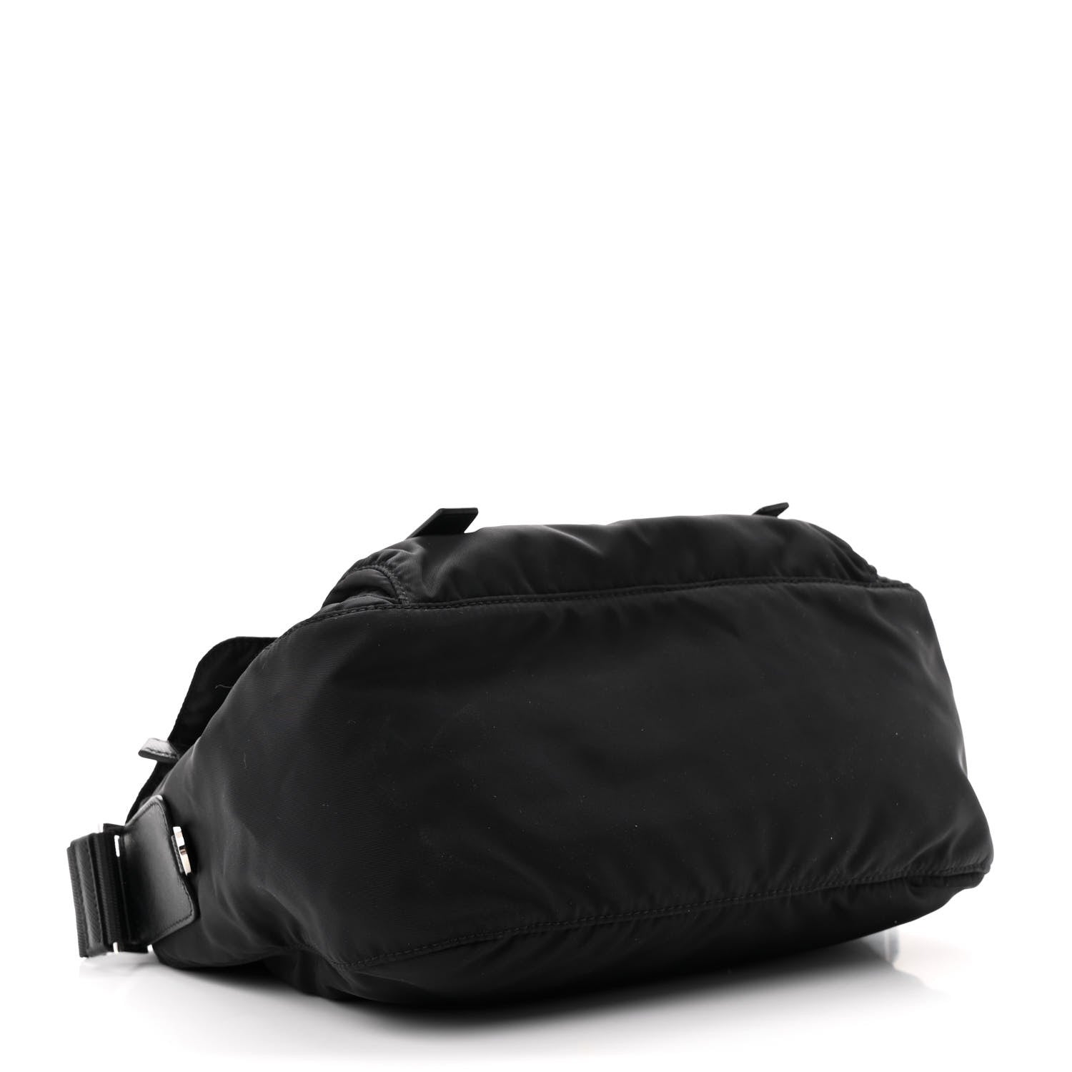 Prada Re-Nylon Vela Saffiano Pocket Double Buckle Messenger Shoulder Bag Black 4 of 12