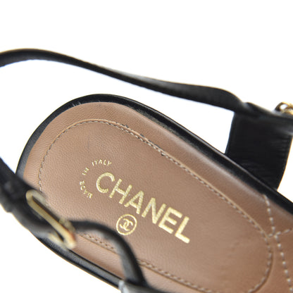 Chanel Crumpled Calfskin Chain Sandals 40 Black 10 of 20