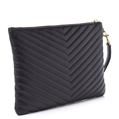 Saint Laurent Calfskin Matelasse Monogram Cassandre Tablet Pouch Black 3 of 10