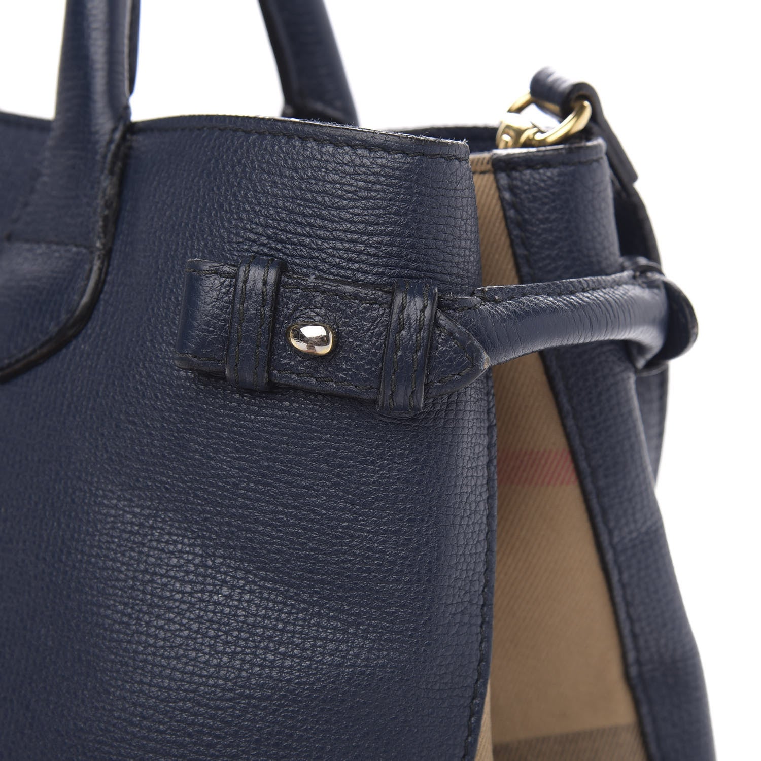 Burberry Grainy Calfskin House Check Medium Banner Tote Ink Blue 10 of 20