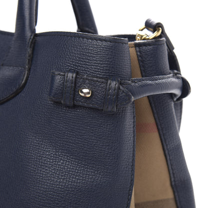 Burberry Grainy Calfskin House Check Medium Banner Tote Ink Blue 10 of 20