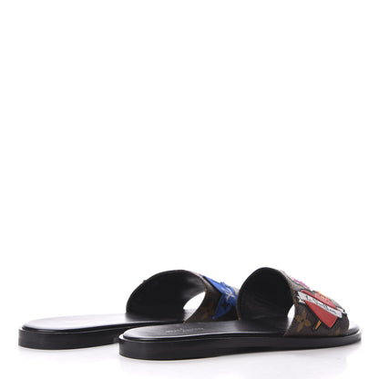 Louis Vuitton Patent Calfskin Monogram LV Black Heart Flat Mules 36 Cacao 4 of 10