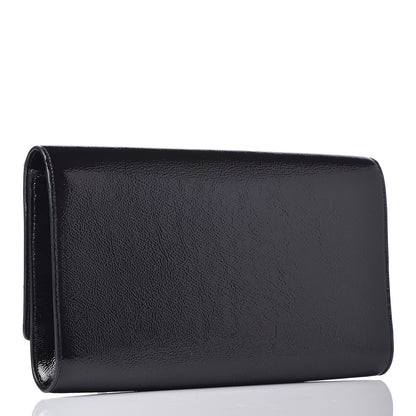Saint Laurent Textured Patent Monogram Large Belle De Jour Clutch Black 3 of 8