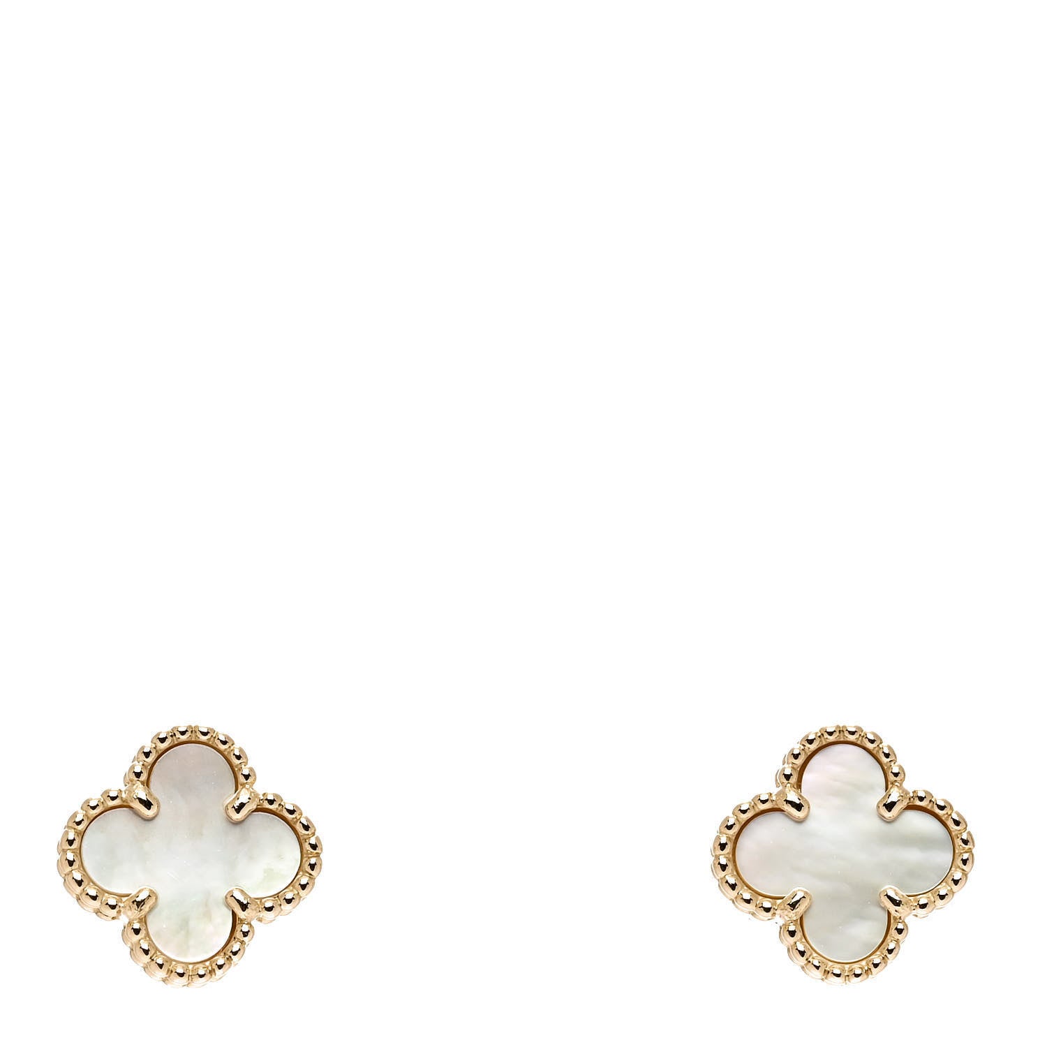 Van Cleef & Arpels 18K Yellow Gold Mother of Pearl Sweet Alhambra Earrings 1 of 5