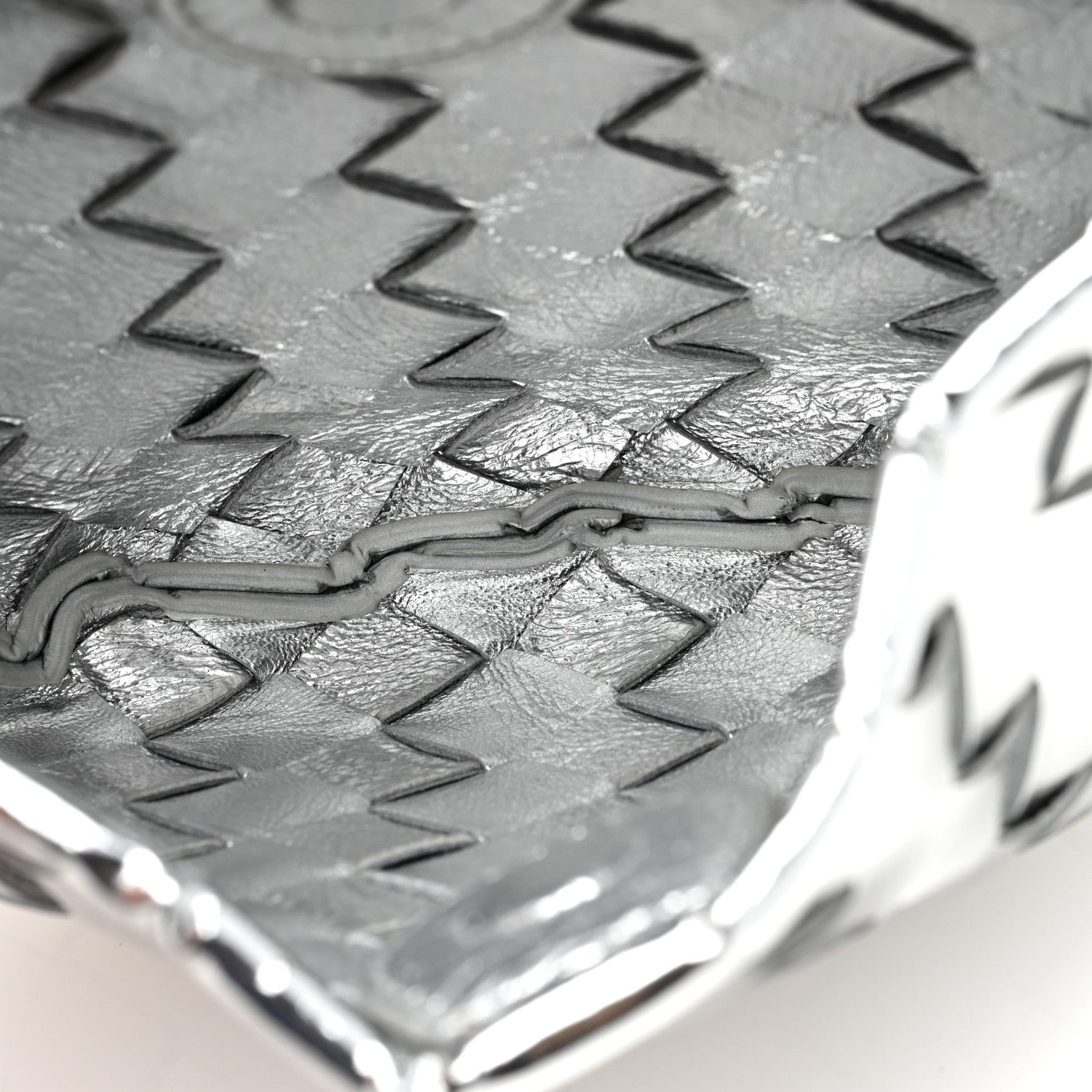 Bottega Veneta Mirror Laminated Nappa Intrecciato Mini Sardine Bag Silver 5 of 9