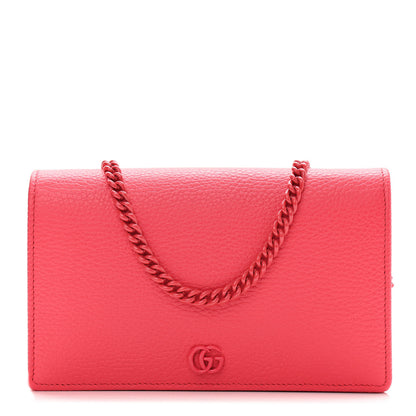 Gucci Dollar Calfskin Enamel Monochrome Mini GG Marmont Chain Wallet Runway Coral 1 of 10