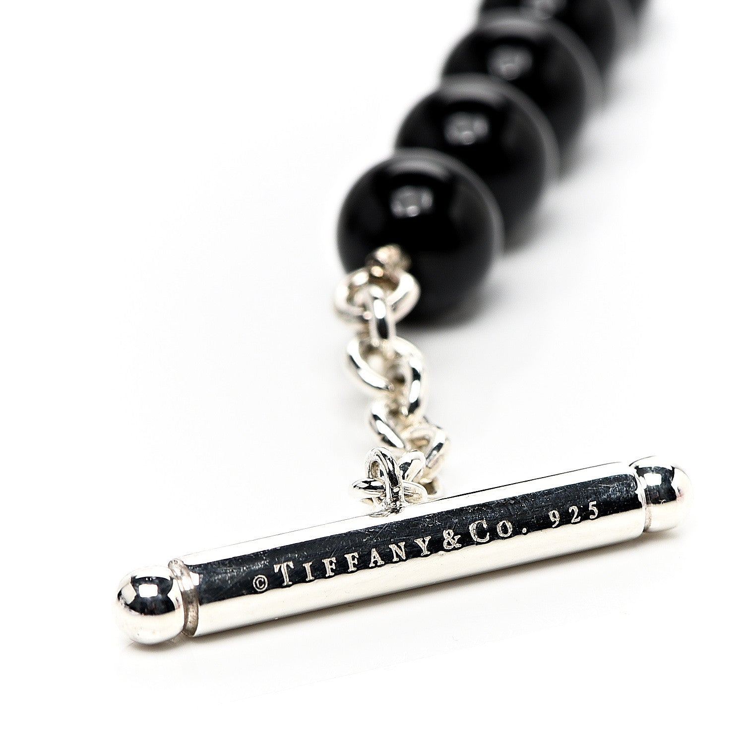 Tiffany Sterling Silver Black Onyx Bead Toggle Bracelet 3 of 3