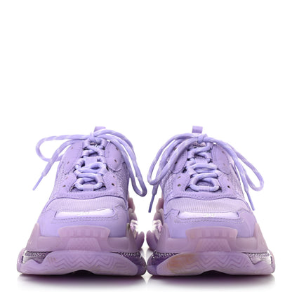 Balenciaga Fabric Mesh Clear Sole Womens Triple S Sneakers 37 Light Lilac White 2 of 14