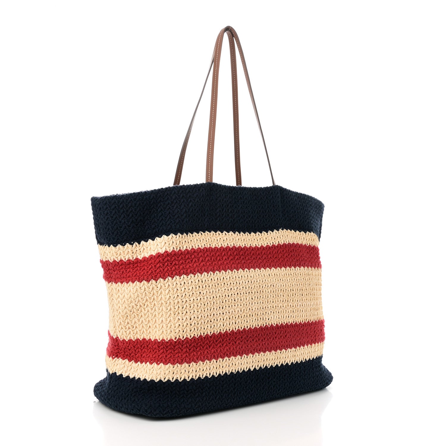 Miu Miu Raffia Effect Crochet Large Woven Tote Natural Blue 3 of 9