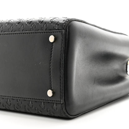 Jimmy Choo Calfskin Logo Embossed Varenne Top Handle Bag Black 9 of 12