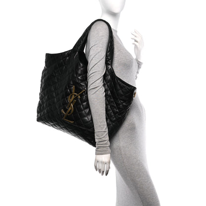 Saint Laurent Lambskin Quilted Maxi Icare Shopping Tote Black 2 of 13