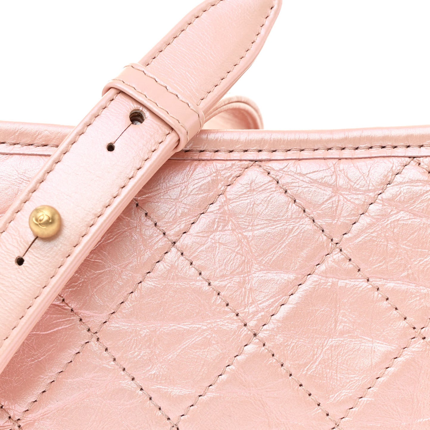 Iridescent Aged Calfskin Quilted Small Gabrielle Hobo Rose