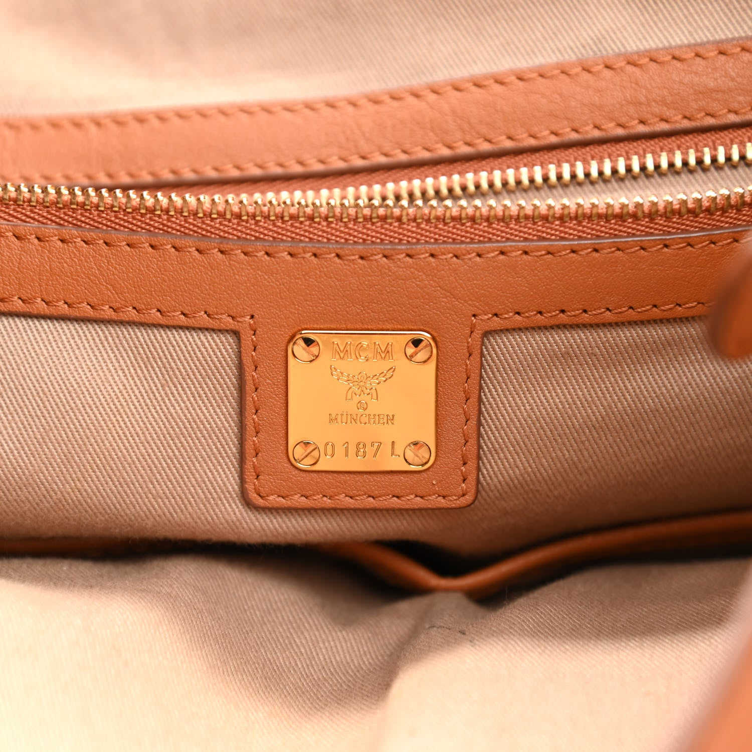 MCM Calfskin Ottomar Monogram Large Klara Hobo Cognac 5 of 11