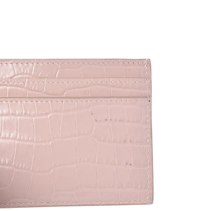 Saint Laurent Calfskin Crocodile Embossed Card Case Rose Antic 8 of 10
