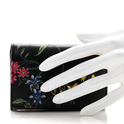 Christian Dior Calfskin Petites Fleurs Print Caro XS Wallet Black Multicolor 2 of 10