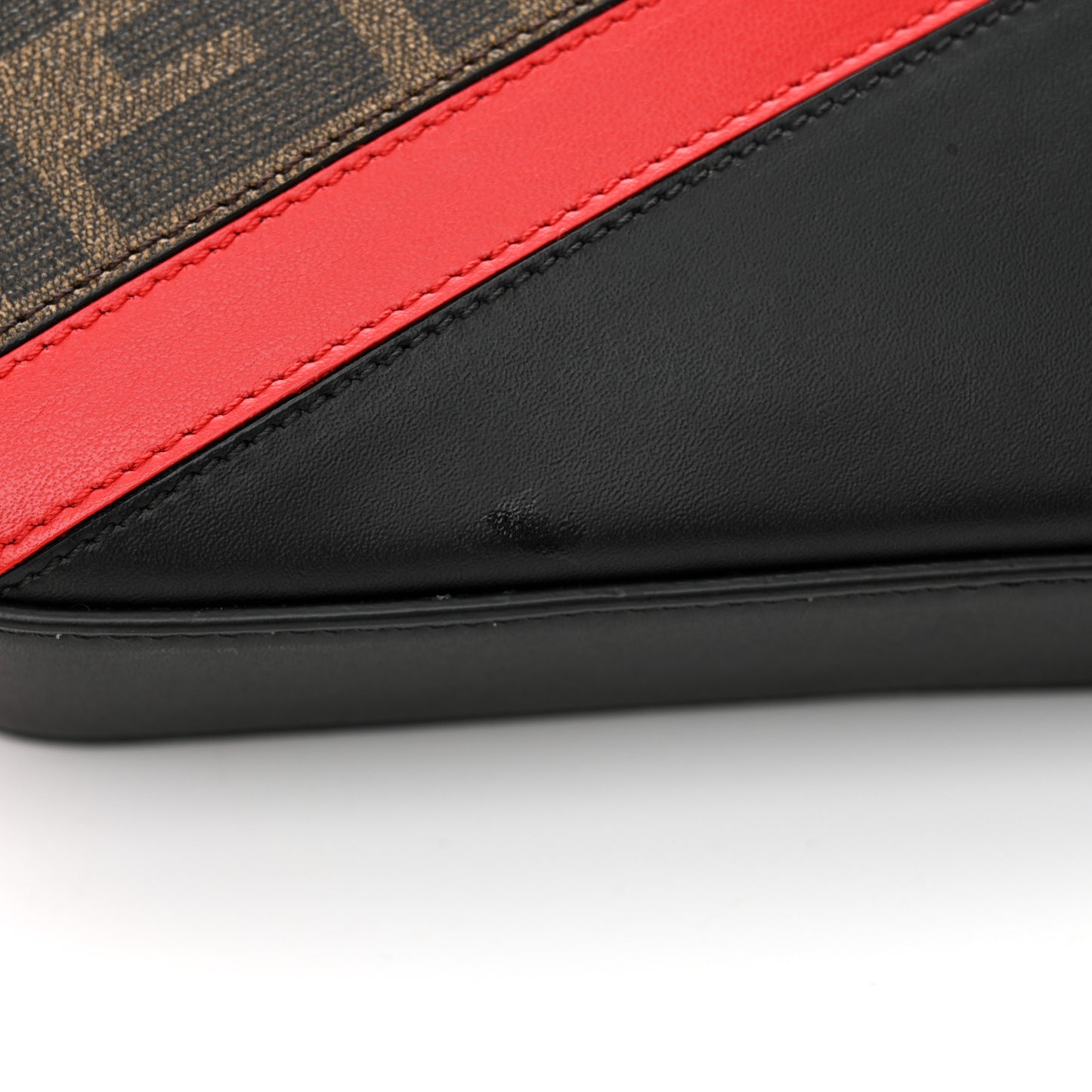 Glazed Fabric Vitello Liberty FF 1974 Diagonal Small Camera Case Tobacco Rosso Black