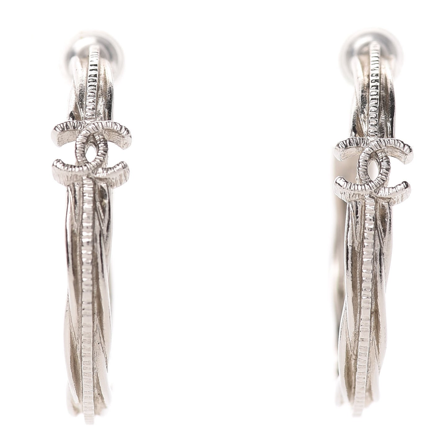 CC Twist Hoop Earrings Silver