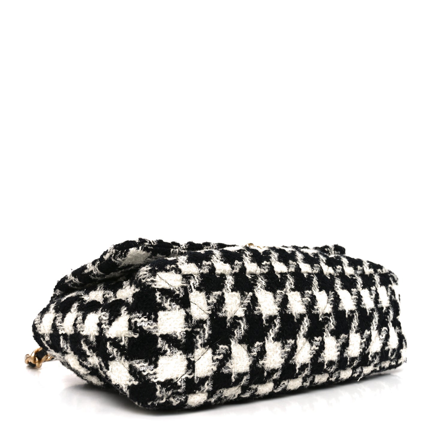 Tweed Quilted Maxi Chanel 19 Flap Black Ecru White