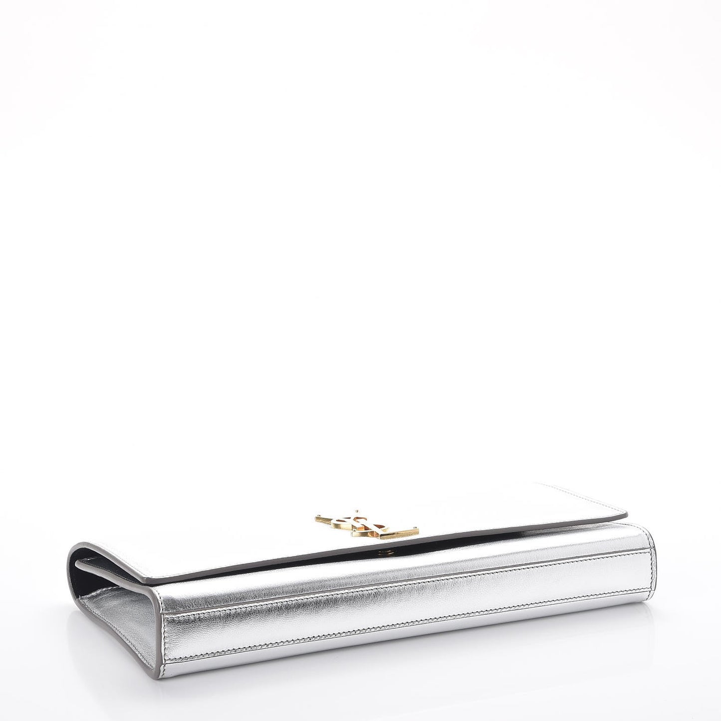 Metallic Calfskin Classic Monogram Cassandre Clutch Argento