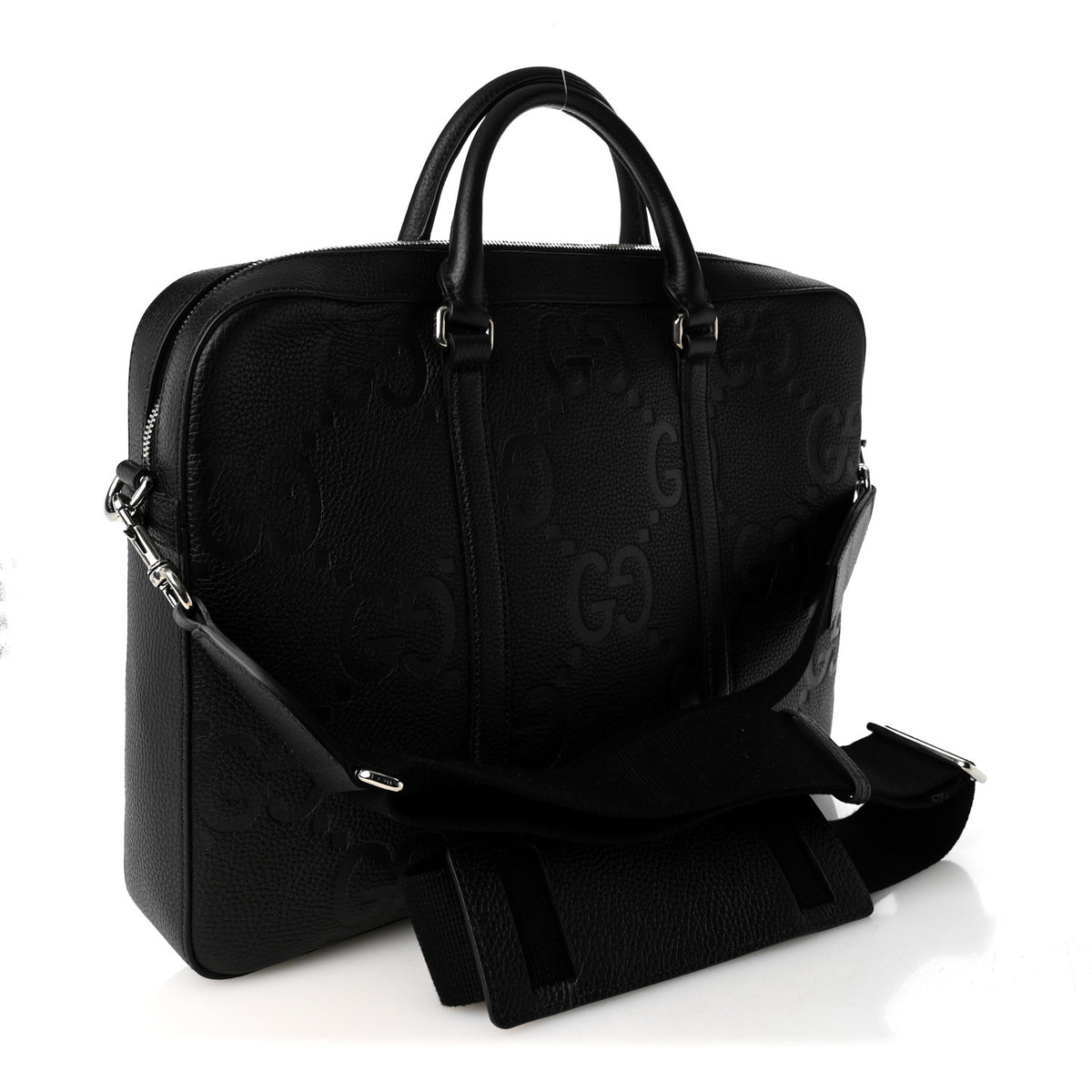 Gucci Piuma Calfskin Jumbo GG Embossed Briefcase Black 3 of 9