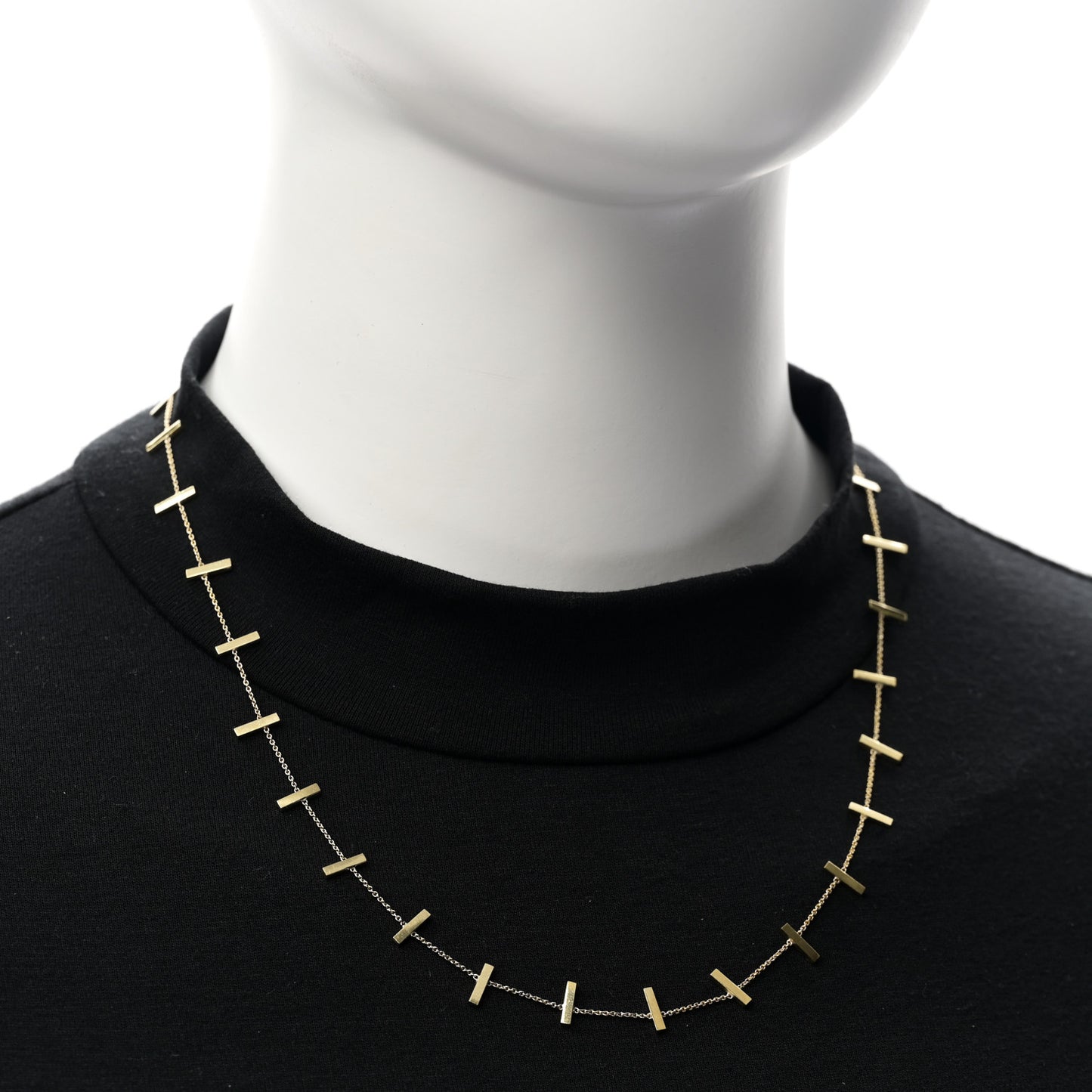 18K Yellow Gold Cross Bar Necklace