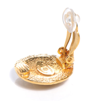 Chanel CC Hammered Medallion Clip On Earrings Gold 5 of 5
