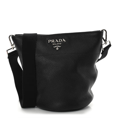 Prada Vitello Daino Bucket Bag Black 1 of 8